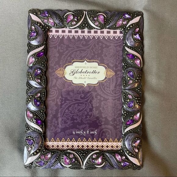 NWT Bundle pack Gray & Purple Crystal stone elegant 4x6 picture frame - Picture 5 of 6